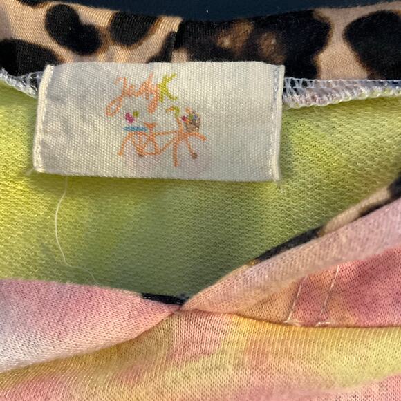 Jody K Pastel Tie Dyed Short Sleeve Animal Print Hoodie Size S - Picture 4 of 9